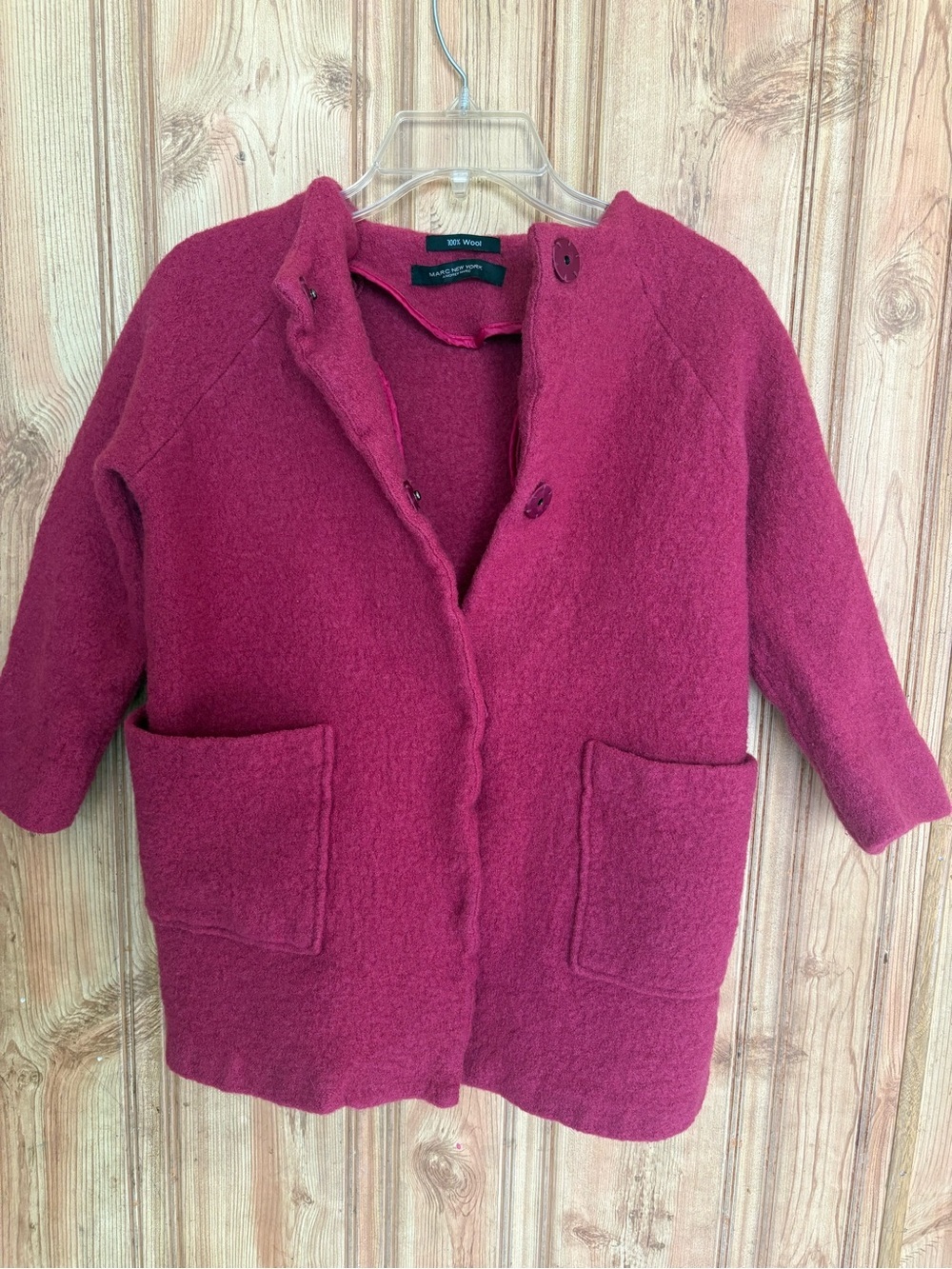 Wool Blend Open-Front Coatigan in Berry - Picture 2 of 7